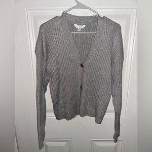 Time and Tru Gray Ribbed Cardigan